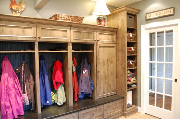 renovated mudroom with built-in cubbies and storage